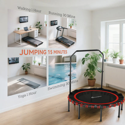 Indoor foldable rebounder mini trampoline with adjustable handle
