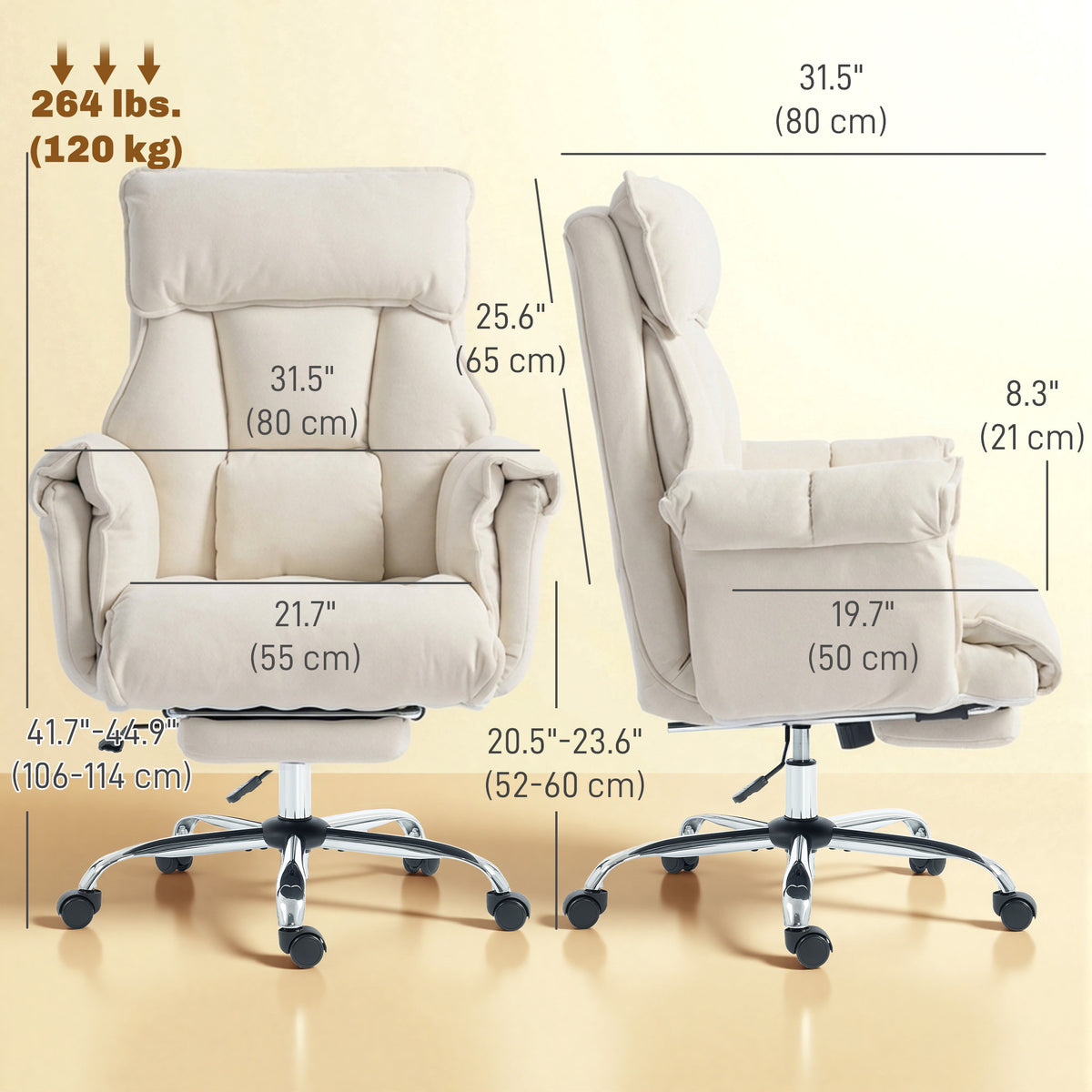 Reclining Office Chair with Footrest and Headrest
