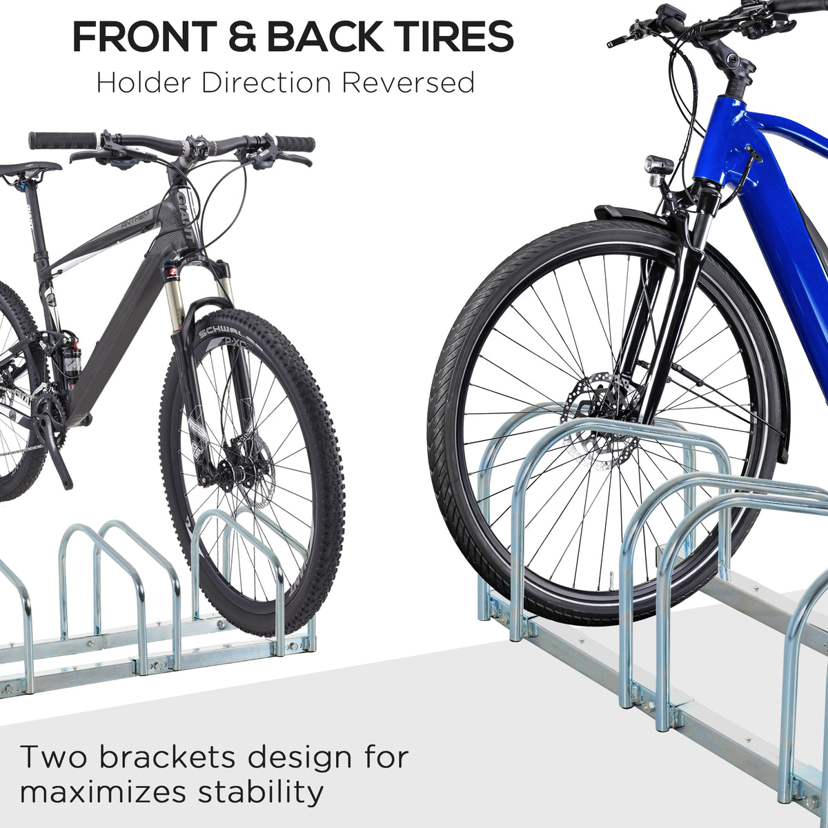 5-Bike Floor Parking Stand Indoor Outdoor Storage Rack