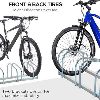 5-Bike Floor Parking Stand Indoor Outdoor Storage Rack