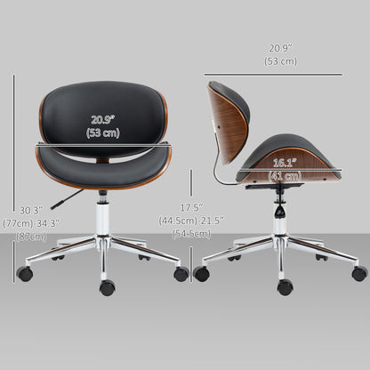 Swivel Office Chair Faux Leather and Bentwood