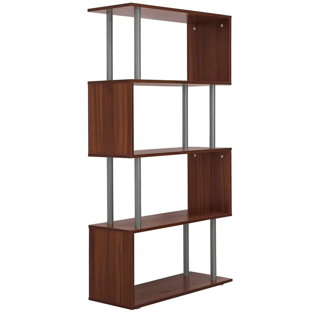 Modern 5-Tier Geometric Wooden Bookshelf