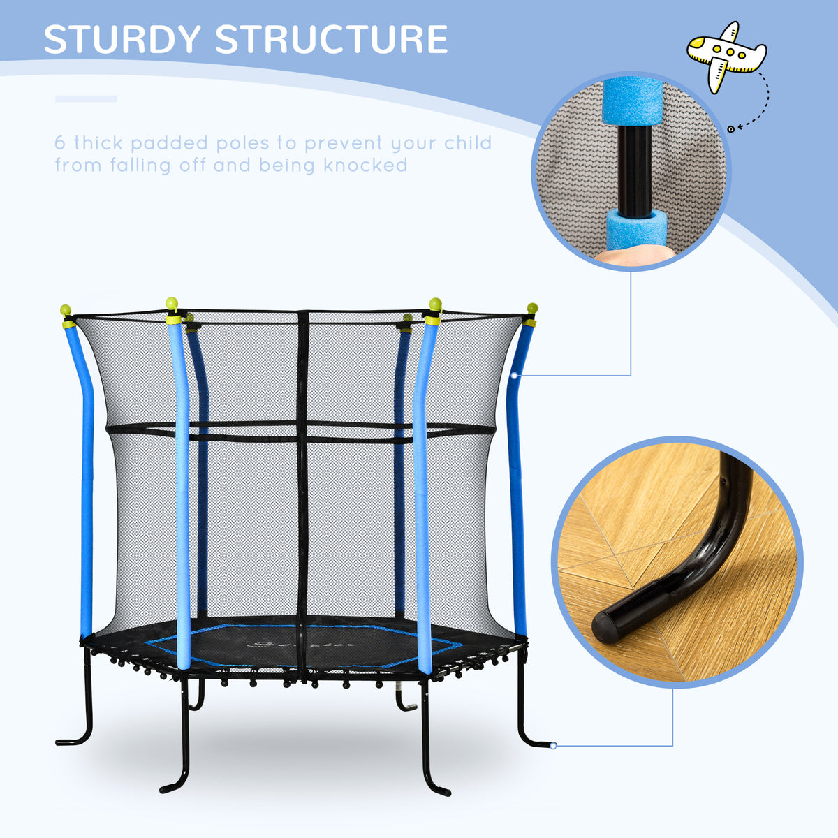 Kids Indoor Trampoline with Safety Enclosure Net