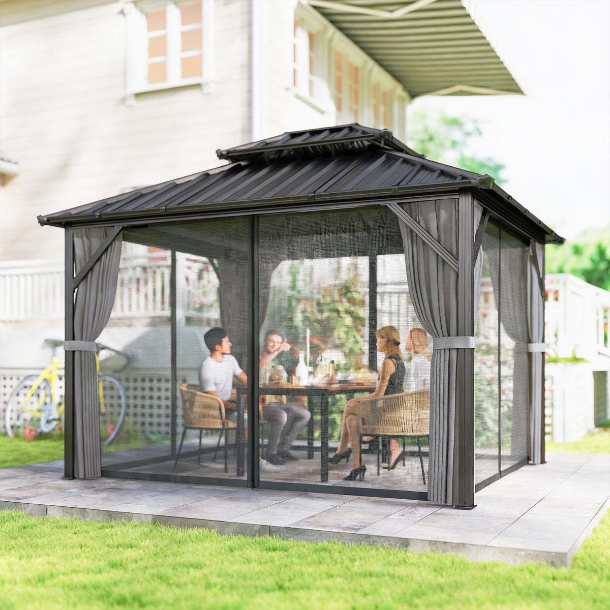 Cenador Hardtop 10' x 12' Techo de Acero Galvanizado Estructura de Aluminio