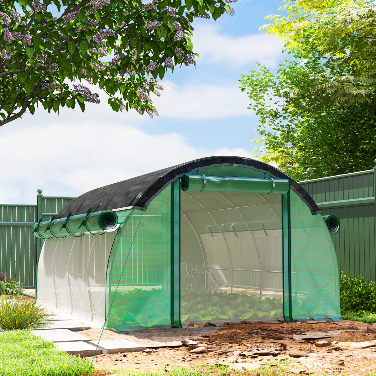 3x4m Tunnel Greenhouse - Shade Cloth & Roll-up Sides
