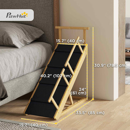 Escalera ajustable para perros de madera de pino