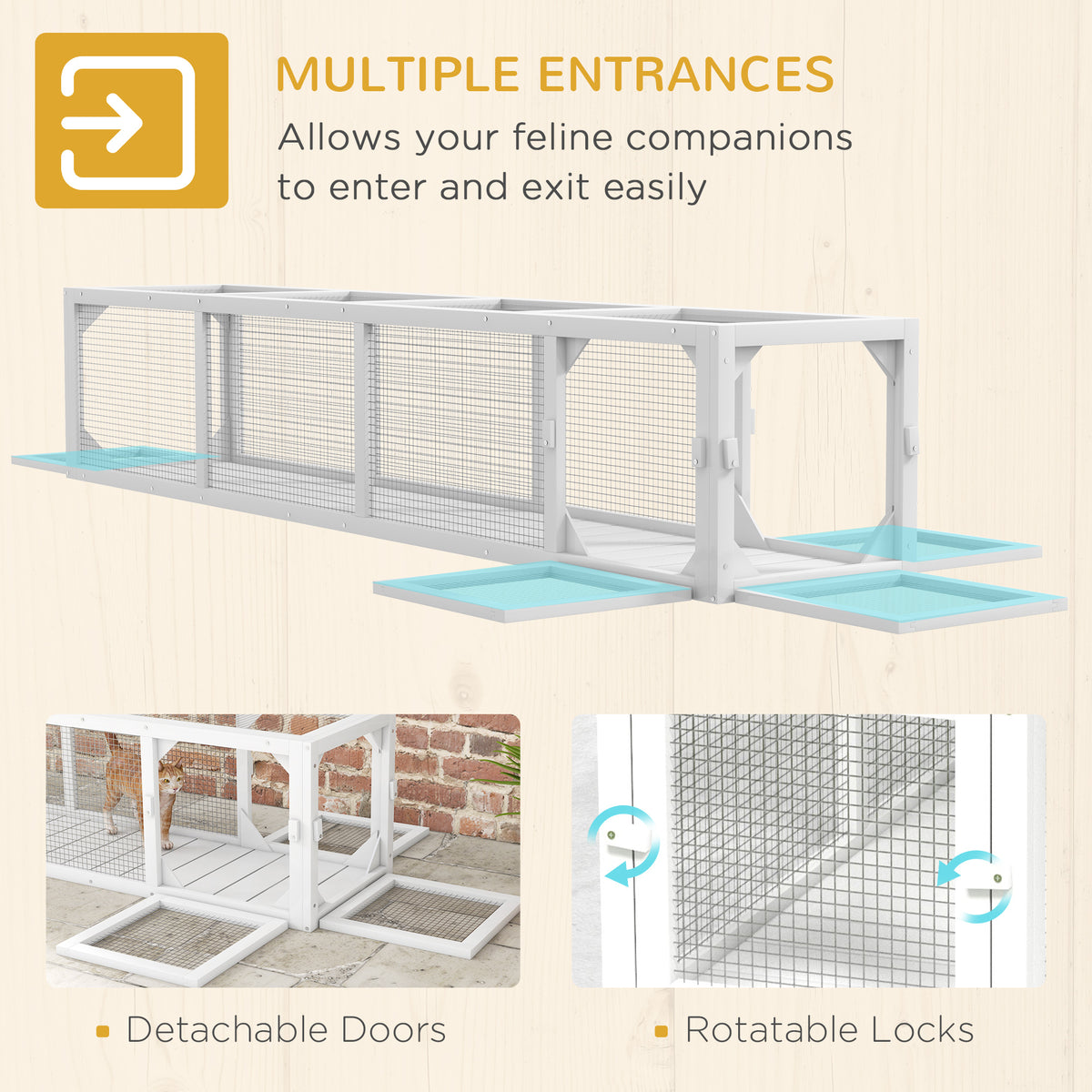 Cat tunnel extendable 79 inch L-shape outdoor enclosure