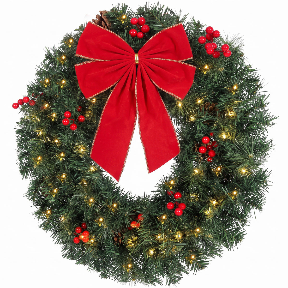 Pre-lit artificial Christmas wreath 61 cm