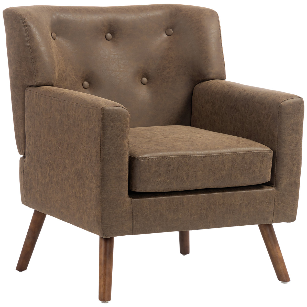 Mid-Century Modern PU Leather Accent Chair
