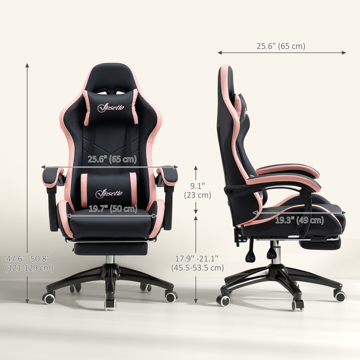 Ergonomic gaming chair in faux leather with footrest