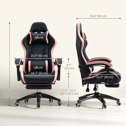 Ergonomic gaming chair in faux leather with footrest