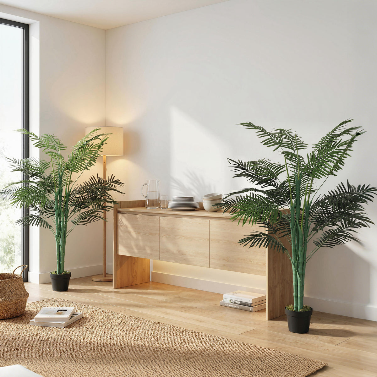 Realistic Potted Artificial Palm Tree — green