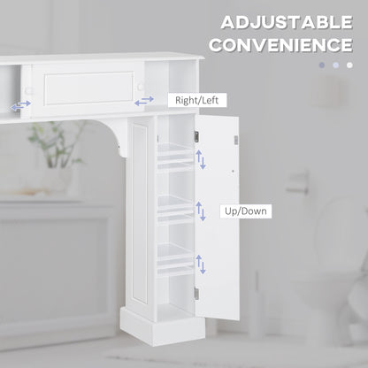 Mueble de almacenamiento de madera sobre el inodoro