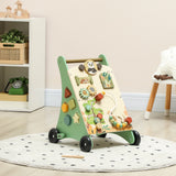 Wooden baby walker with activity centre