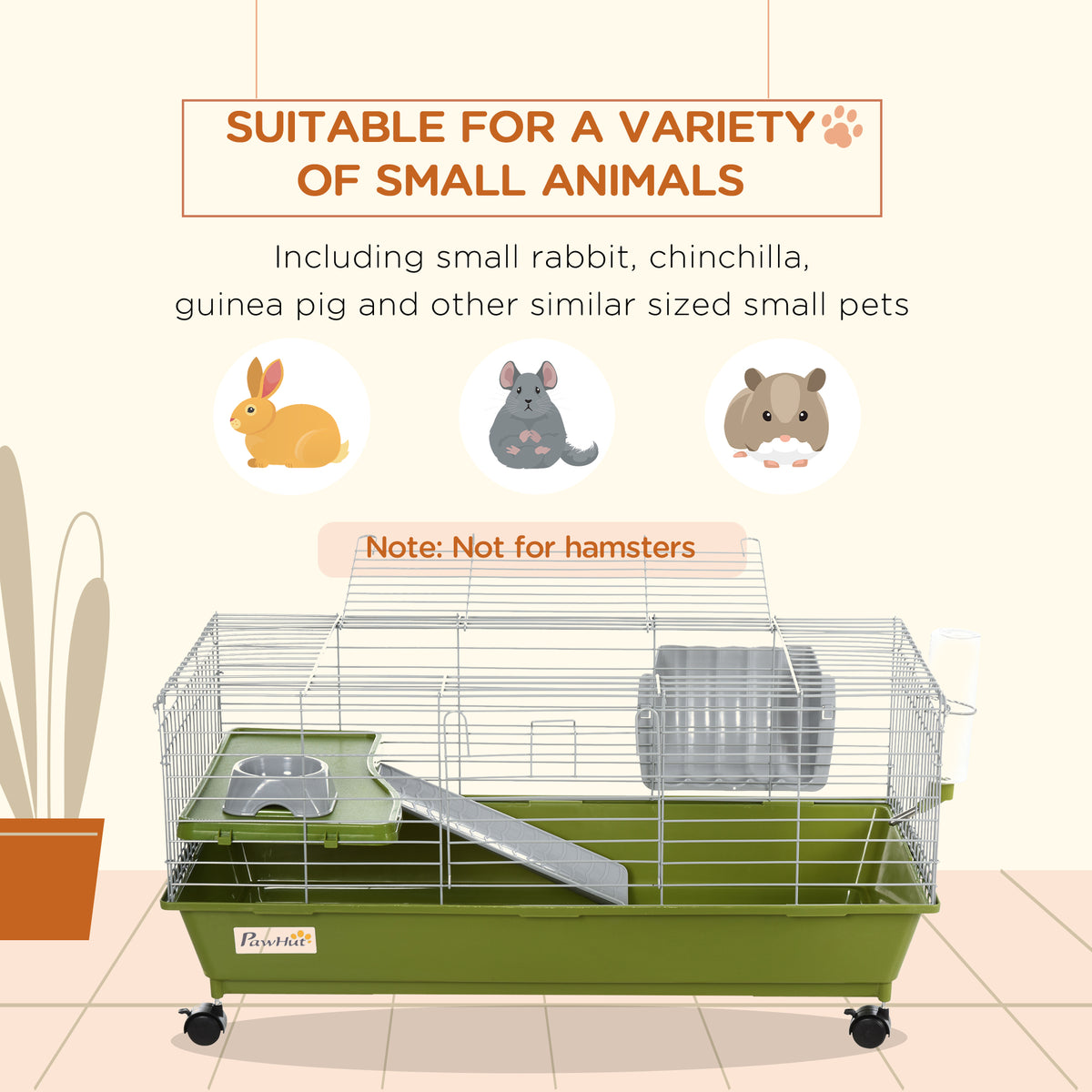 Small Animal Cage with Wheels and Accessories