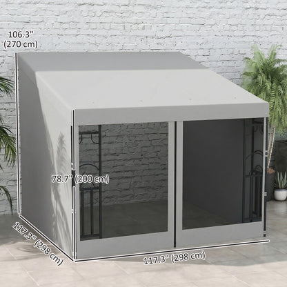Wall-Mounted Steel Pergola 10x10 ft with Curtains