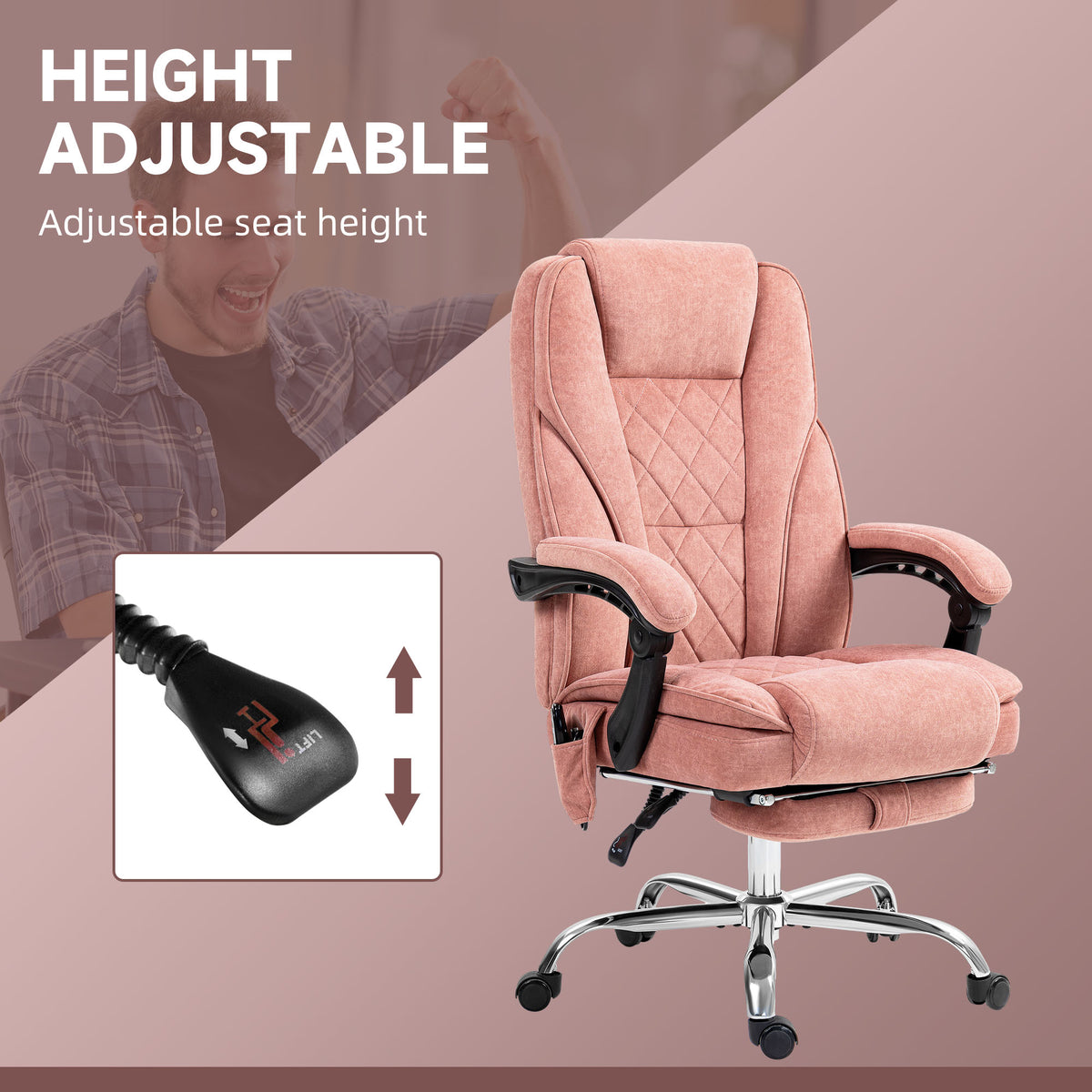 Silla de oficina de masaje reclinable con reposapiés ajustable