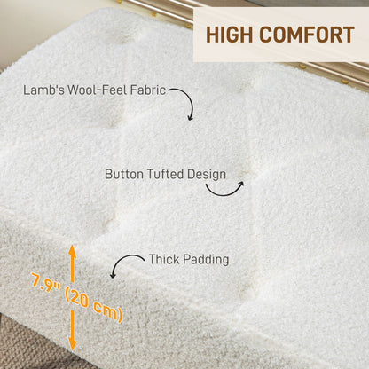 Upholstered bedroom bench with lamb's wool-feel