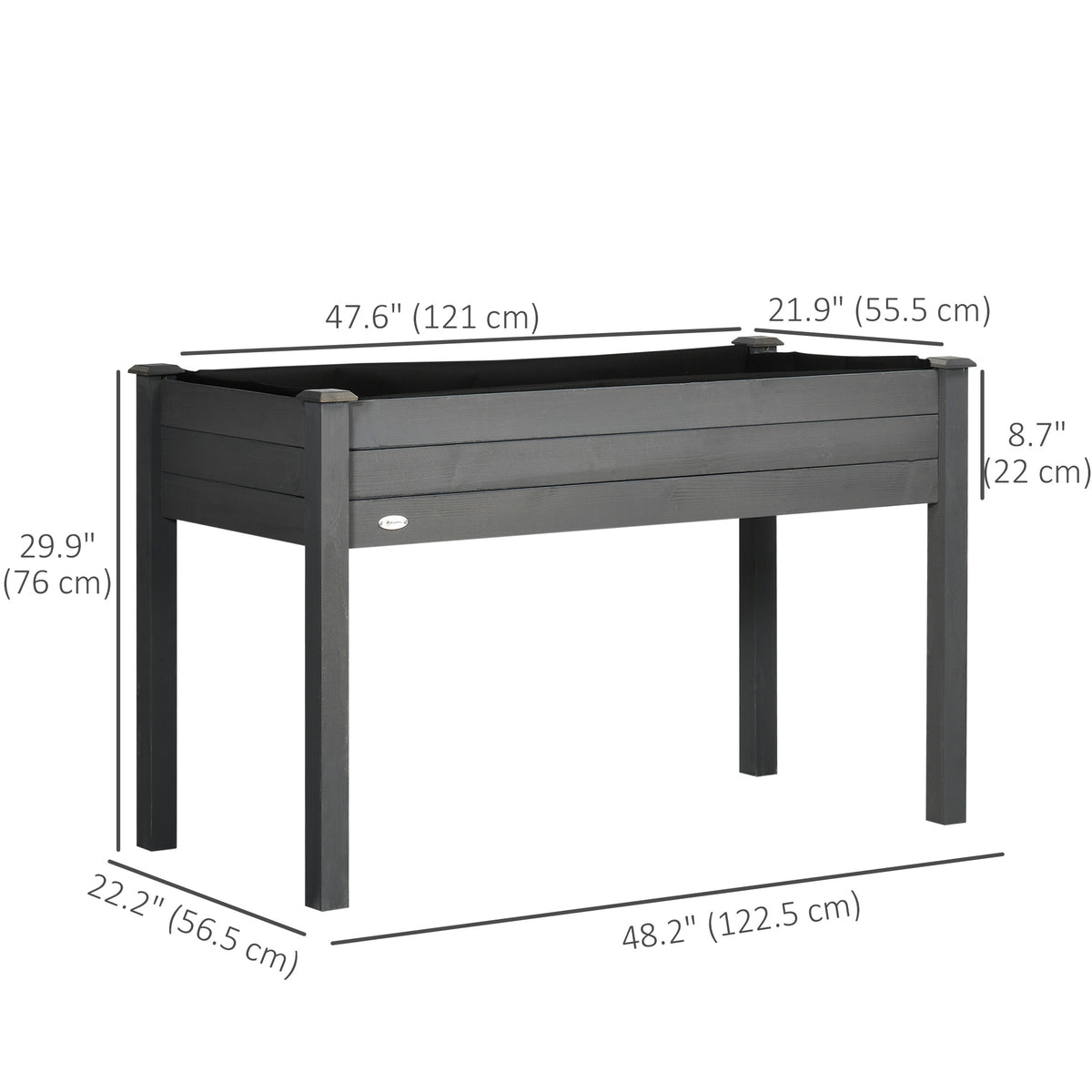 Jardinera elevada 122 x 56 x 76 cm — Madera