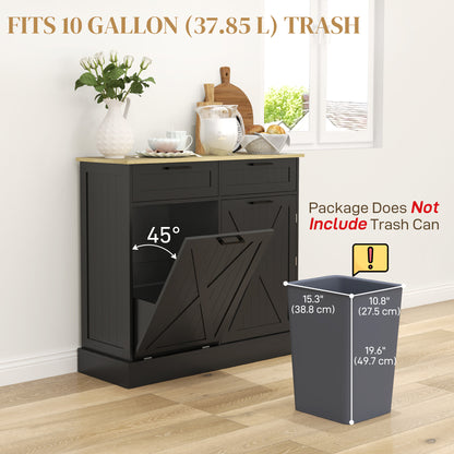 Mueble con cubo de basura oculto y 2 cajones