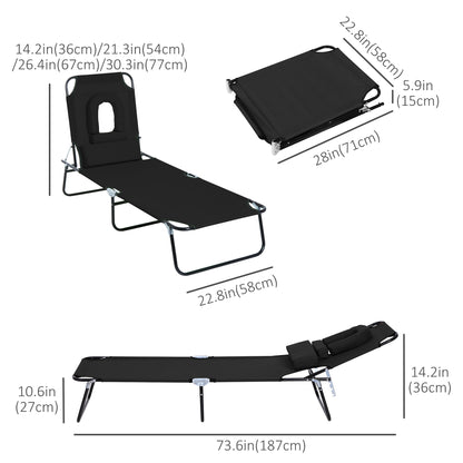 Tumbona plegable con orificio facial ajustable