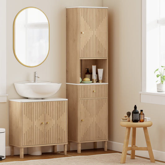 Bathroom Cabinet 66" Tall — Oak