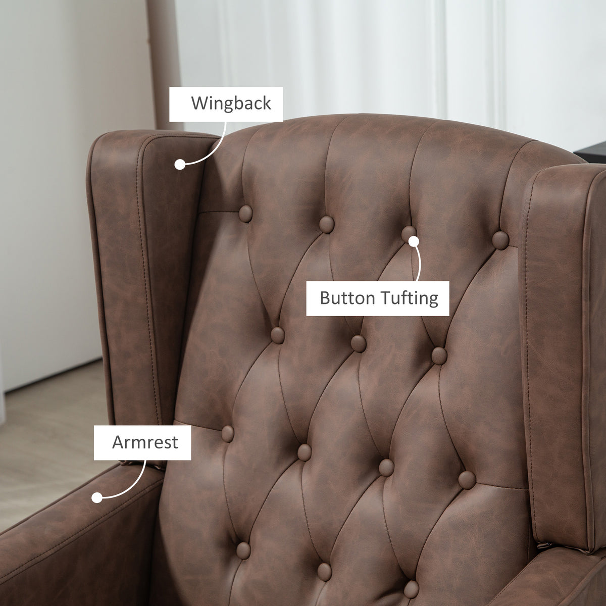 Sillón auxiliar de cuero sintético con relleno grueso — caqui