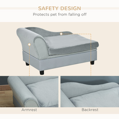 Pet sofa with storage natural wood