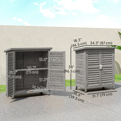 Wooden Garden Storage Shed with 2 Doors and Shelves