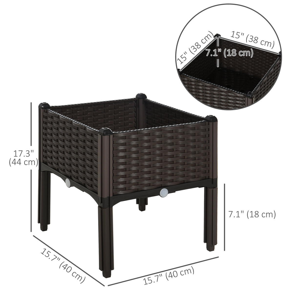 Raised garden bed polypropylene with legs