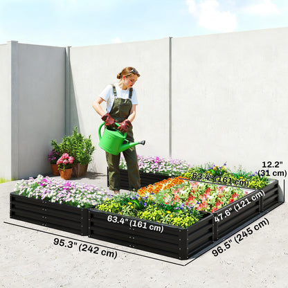 Raised Steel Garden Beds Set of 5 Large Planters