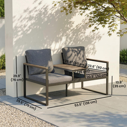 Banco de jardín con mesa integrada 136 cm