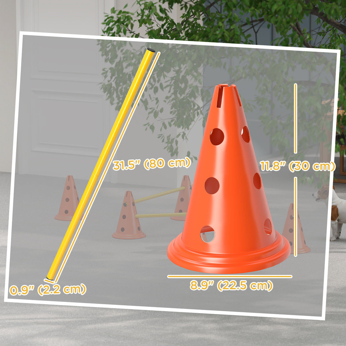 Set de agilidad para perros con conos y postes ajustables