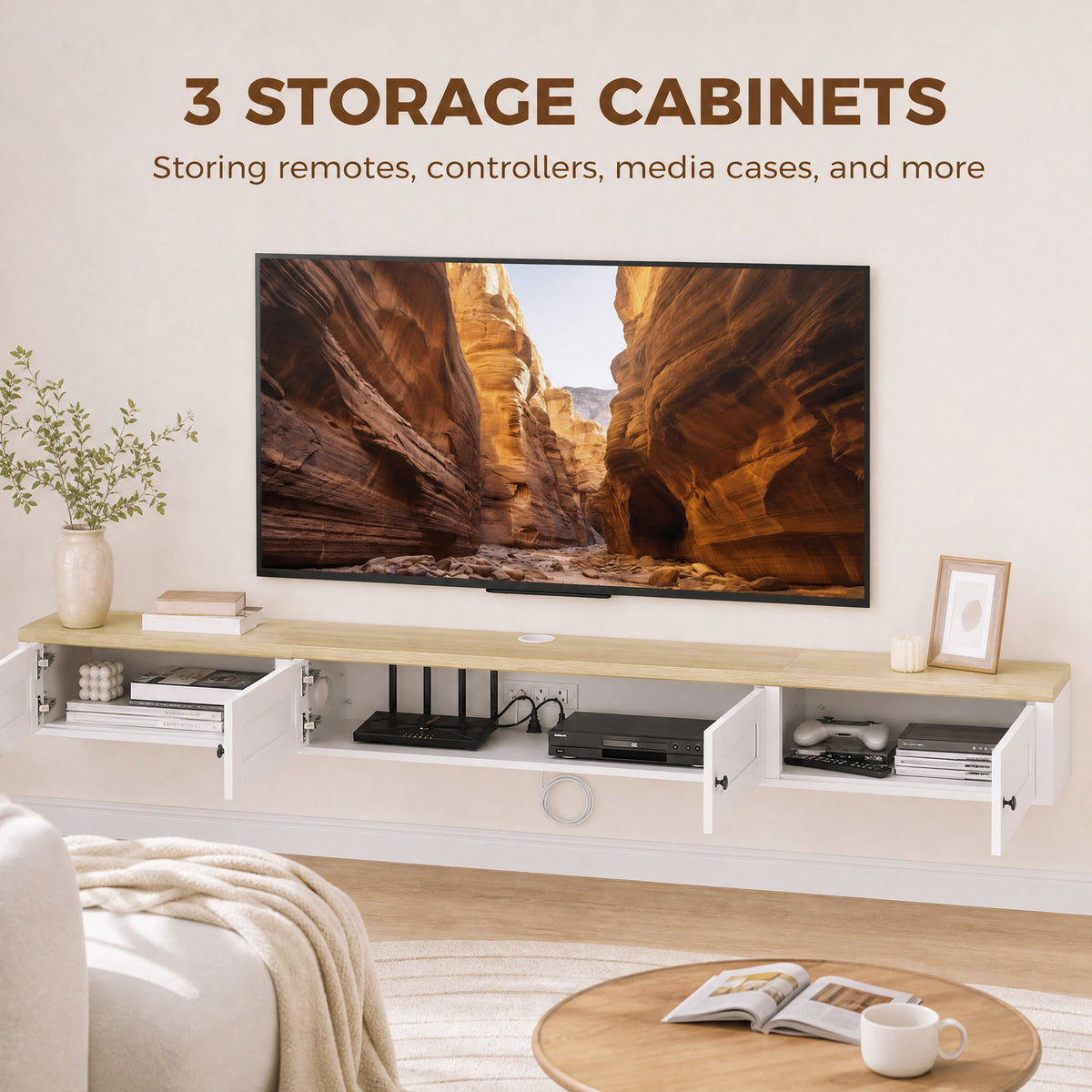 Modern Floating Wall Mounted TV Stand for 183 cm TVs