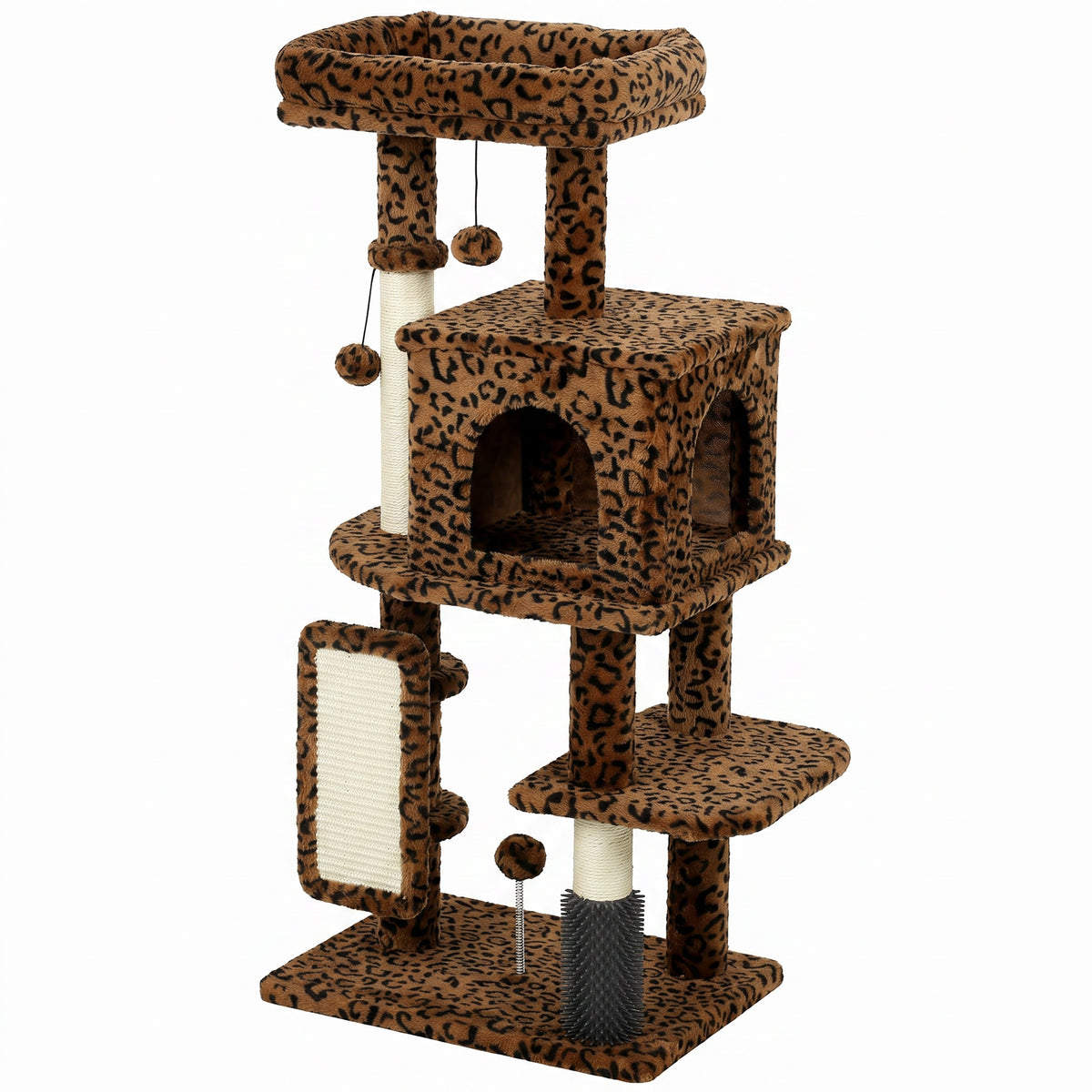Árbol para gatos de varios niveles con rascadores y caseta