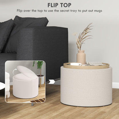 Round Coffee Table with Hidden Storage and Tray Top