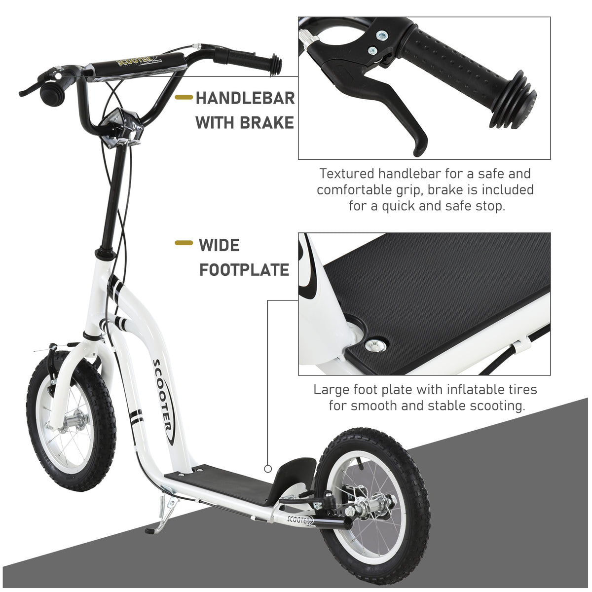 Kids Kick Scooter with Dual Brakes and Inflatable Wheels