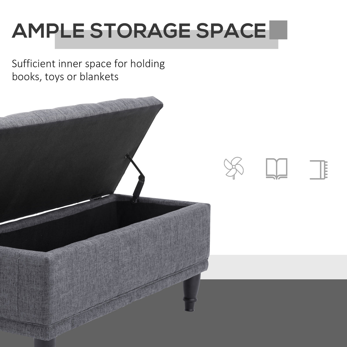 Tufted fabric storage bench