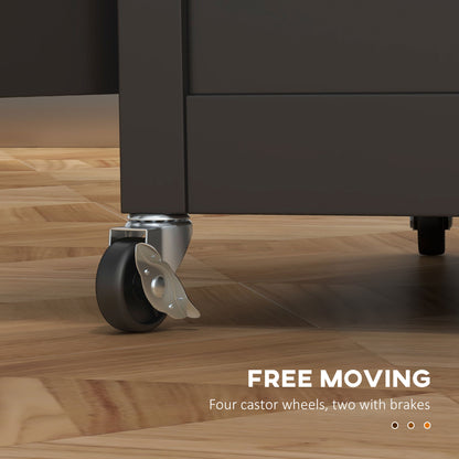 Rolling kitchen cart with drawer and cabinet