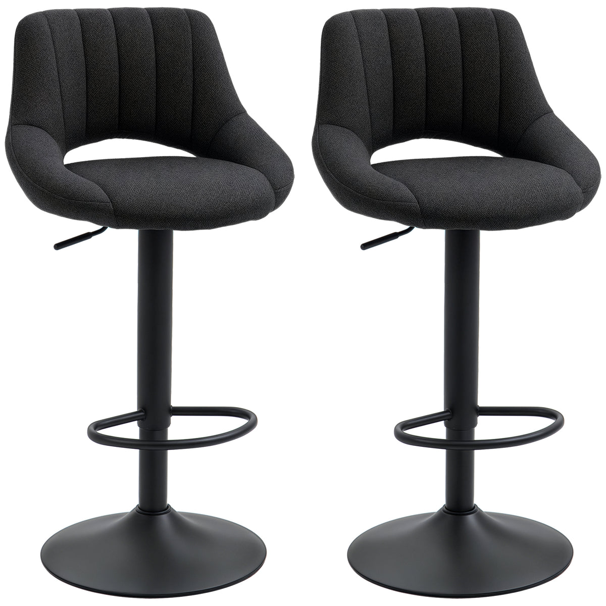 Swivel Adjustable Bar Stools Linen Upholstered — Set of 2
