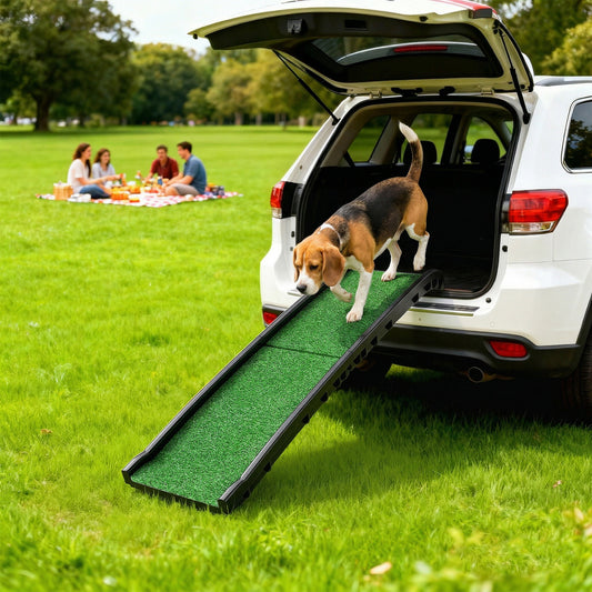 Rampa plegable para perros de 150 cm para superficie de césped