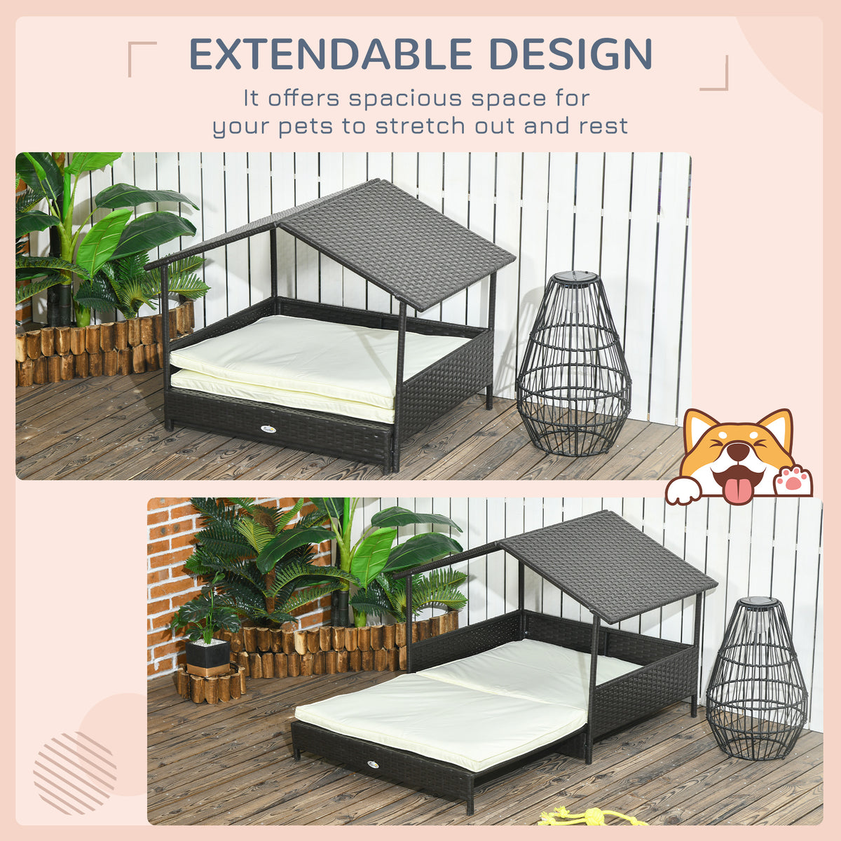 Elevated Dog House with Canopy for Medium Dogs