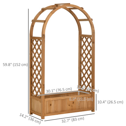 Jardinera elevada con enrejado en arco