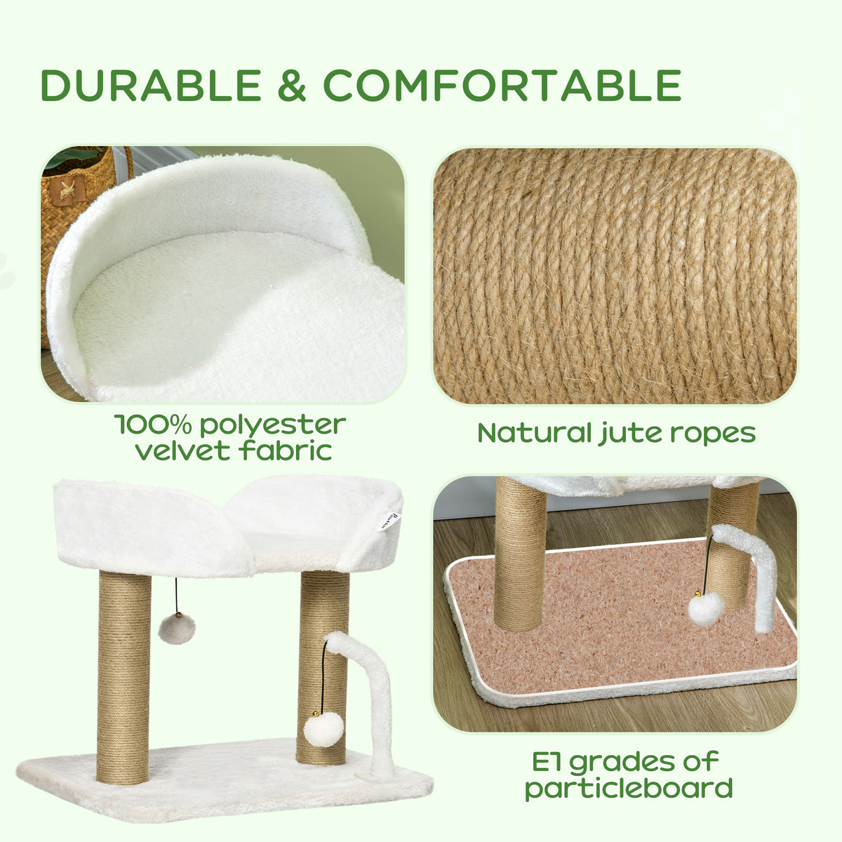 Árbol para gatos compacto con rascadores de yute