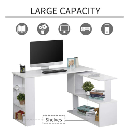 L-Shaped Desk 360° Rotating with Storage