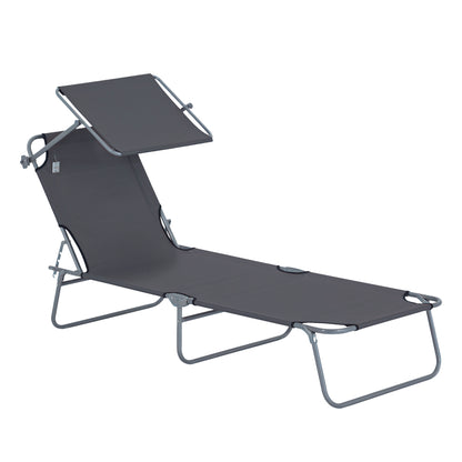 Folding Lounge Chair with Adjustable Sun Shade