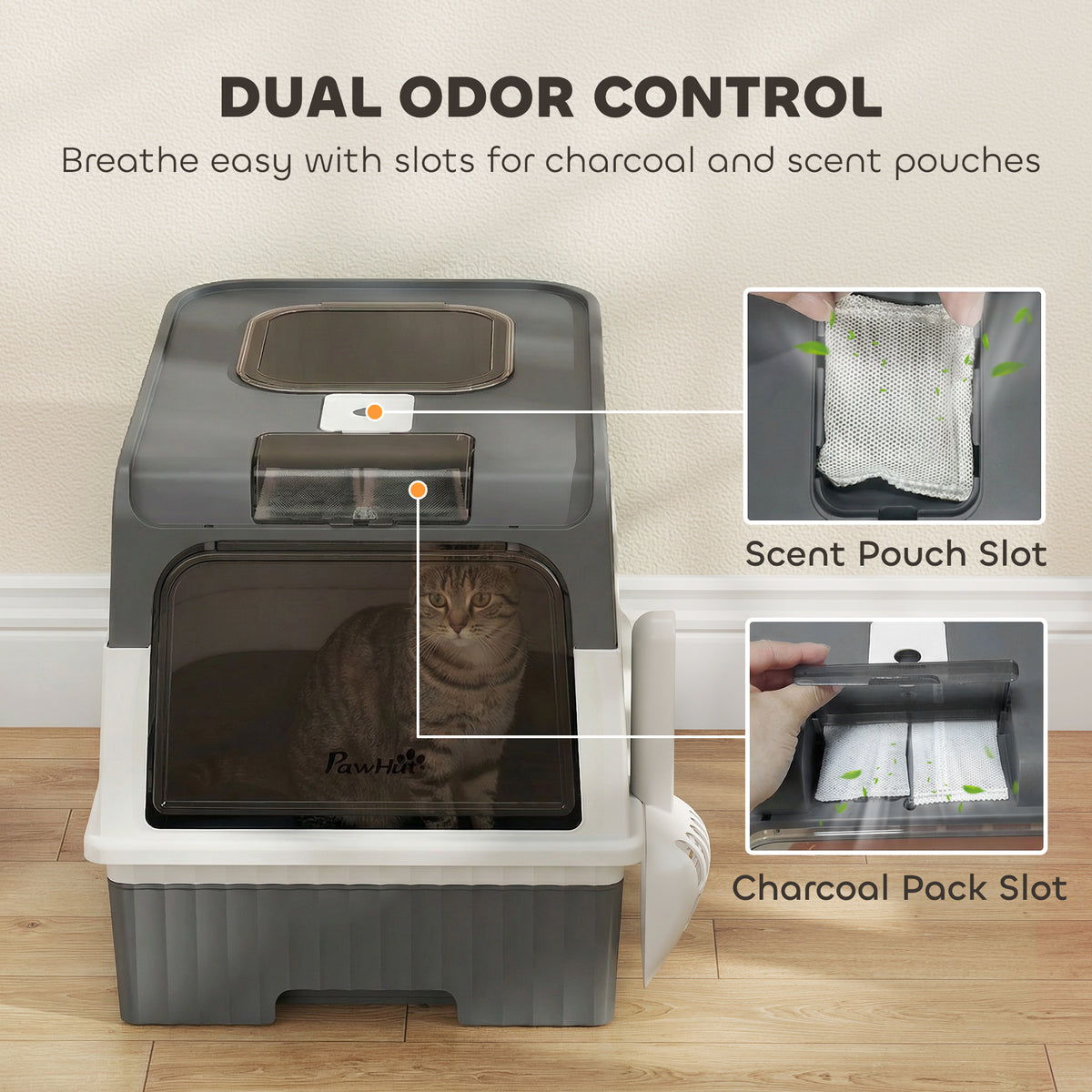Enclosed Cat Litter Box with Lid and Drawer