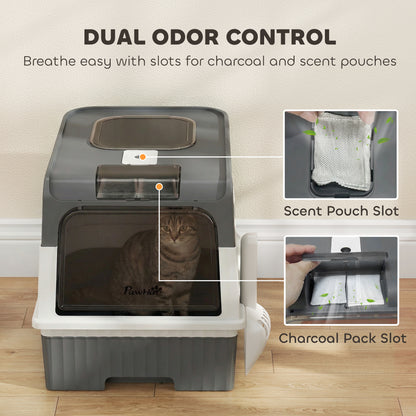 Enclosed Cat Litter Box with Lid and Drawer