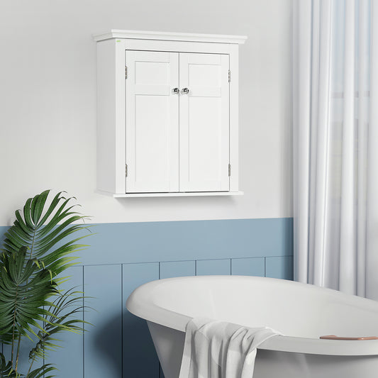 Wall Bathroom Cabinet Double Door Adjustable Shelves