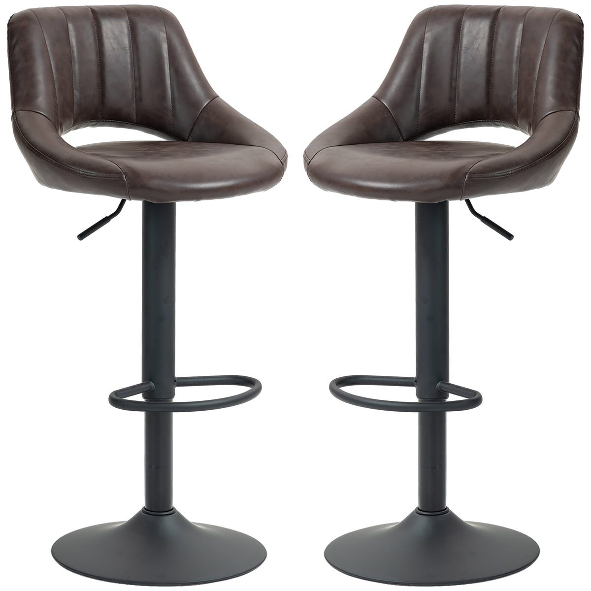 Set of 2 Swivel Bar Stools Adjustable Height